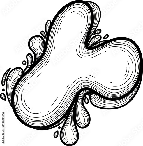 Black and white liquid shape design.