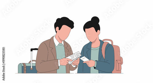 Couple Holding Tickets Ready for Travel Adventure.