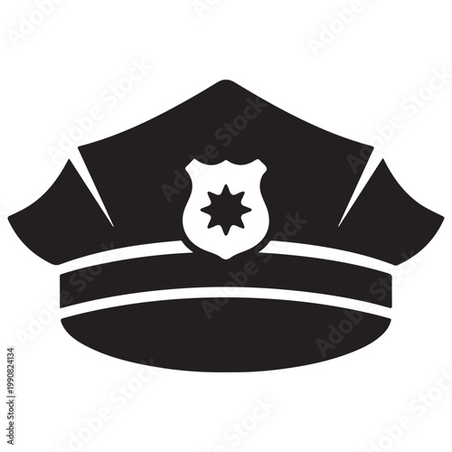 Police officer peaked cap icon vector illustration for law enforcement and security services