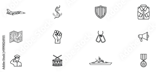 Vintage heraldic elements and medieval decorative icons set