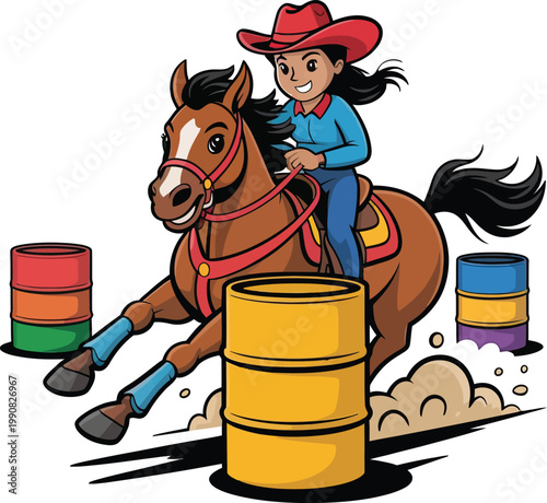 Cute cartoon a illustrator vector barrel racing