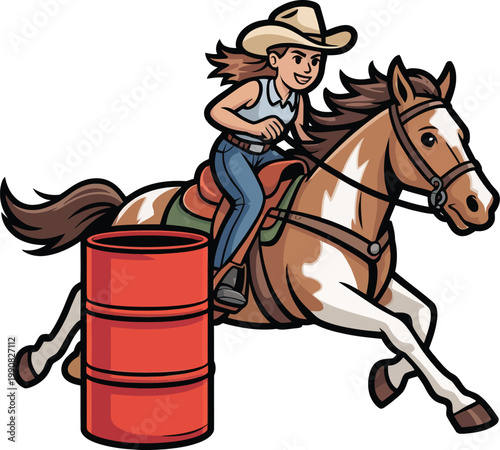 Cute cartoon a illustrator vector barrel racing