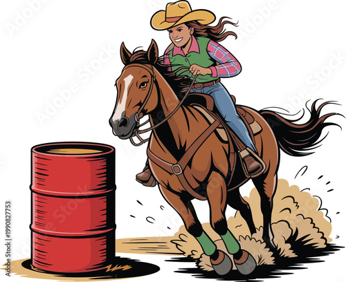 Cute cartoon a illustrator vector barrel racing