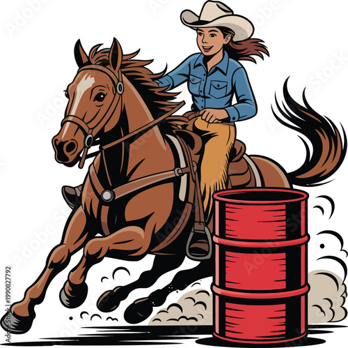 Cute cartoon a illustrator vector barrel racing