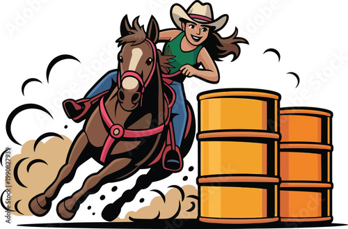 Cute cartoon a illustrator vector barrel racing