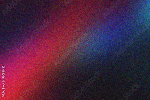 Abstract image with vibrant red and blue gradients and digital noise effect.