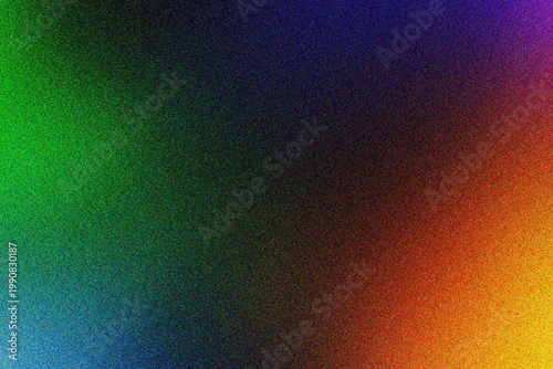 Green to red rainbow gradient with grainy texture background.
