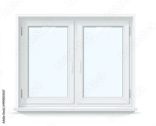 Clean, white double-pane window with two opening sashes against a white background