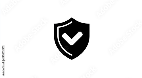 Black shield icon with a white checkmark symbolizing protection, security, or approval