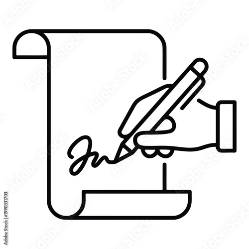 Hand Signing Document With Pen.