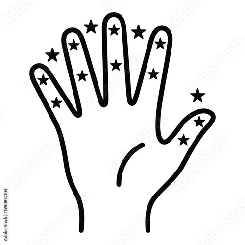 Hand with stars on fingers palm.