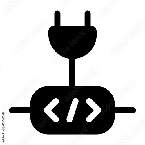 Integration Plug Icon, API Connection Symbol, Plugin Connector Sign, Third Party Link Pictogram