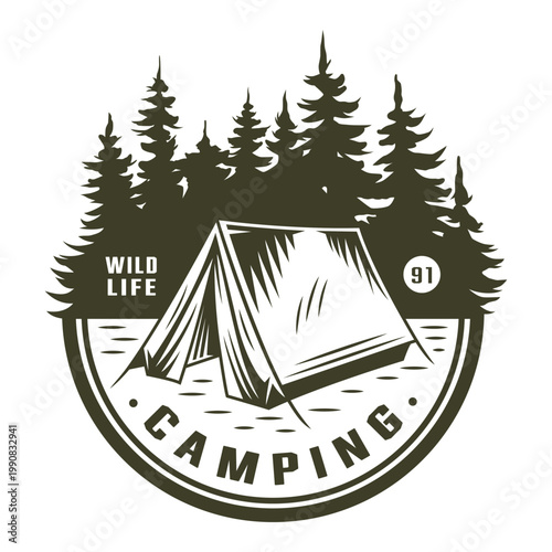 Camping with a tent in nature