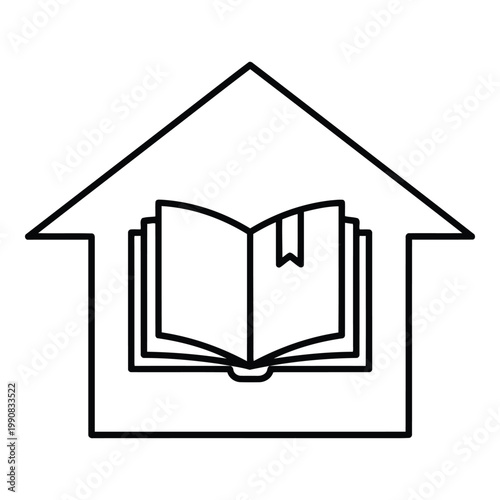 House with open book inside.