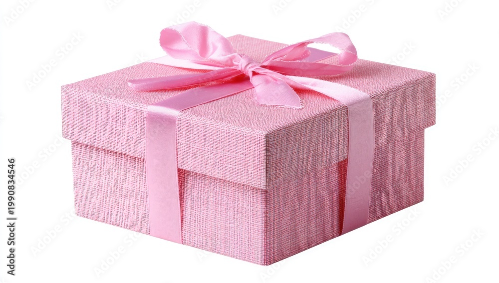 Fototapeta premium A charming pink square box with a satin ribbon bow, perfect for gifting