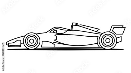 A dynamic Formula 1 race car illustrated as a clean side-view outline