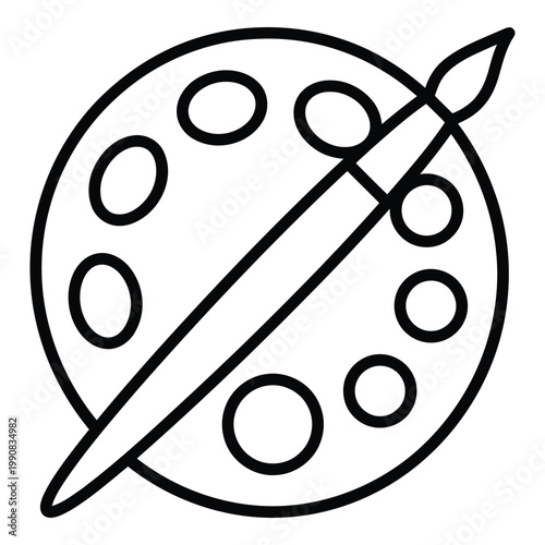 Paintbrush on a Paint Palette Closeup.