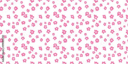 Obraz na plátne Seamless pink tiny floral pattern with scattered small blossoms