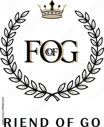 Fear of god logo with laurel wreath and 'friend of God' text
