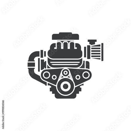 Engine with Pulley Icon – Symbol of Automotive Mechanics and Power