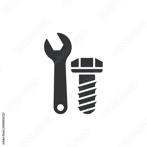 Wrench and Bolt Icon – Minimalist Symbol of Tools and Repair