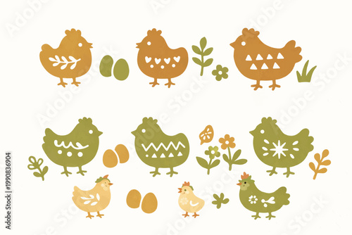 set of chicken icons