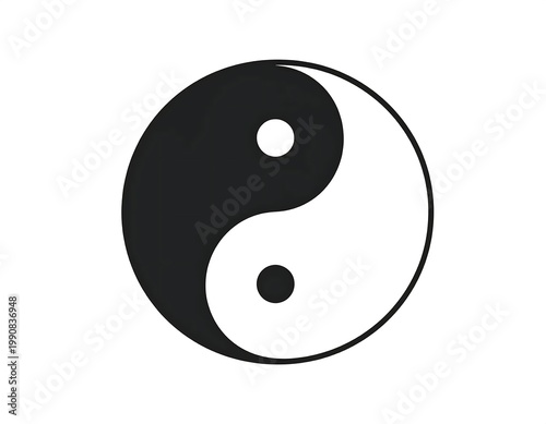 Traditional Black And White Yin Yang Symbol Icon Isolated On A Plain White Background Representing Balance Harmony And Duality In Taoist Philosophy