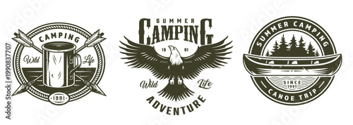 Summer camp logos