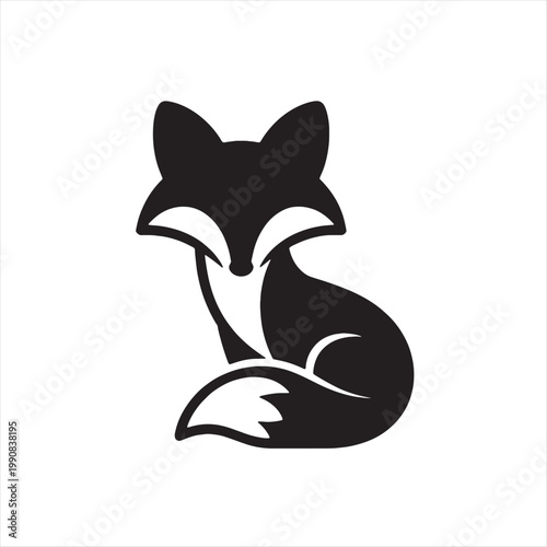 Cute black kitten sitting in a funny cartoon vector illustration featuring a feline silhouette and domestic pet character design