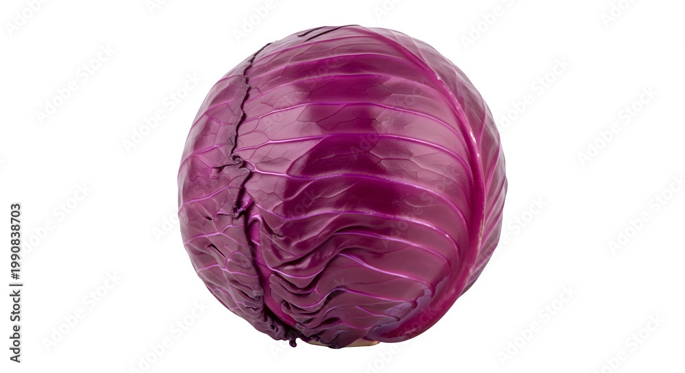 Fototapeta premium Fresh purple cabbage on transparent background for healthy eating