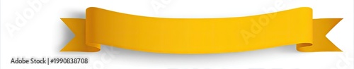 A single yellow ribbon banner with a subtle shadow on a white background