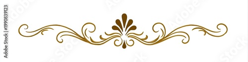 Ornate golden flourish with swirling tendrils and central leaf motif