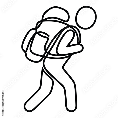 Person Wearing Backpack Walking Away Fast.