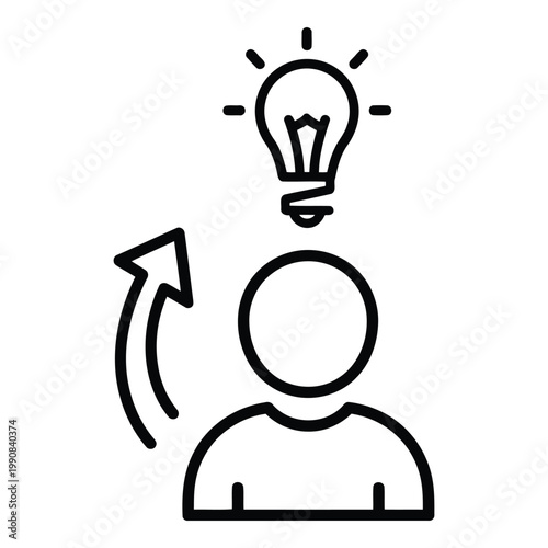 Person with lightbulb idea thinking.