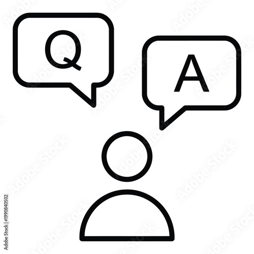 Person with speech bubbles question answer.