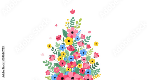 Colorful floral pattern design with flowers and leaves
