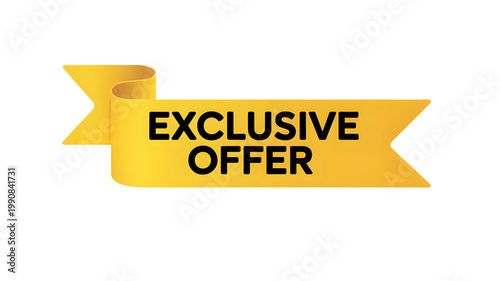 Golden yellow ribbon banner displaying an exclusive offer