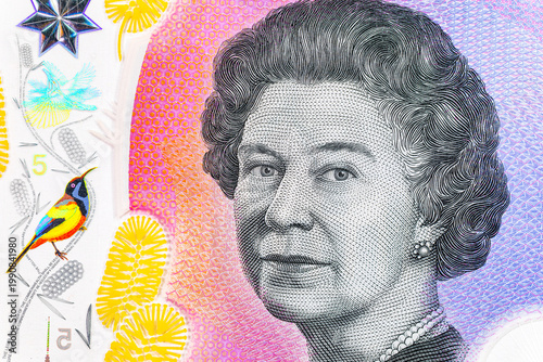 Εκτύπωση καμβά 5 Dollars Australia with a portrait of Queen Elizabeth II and Banksia flowers