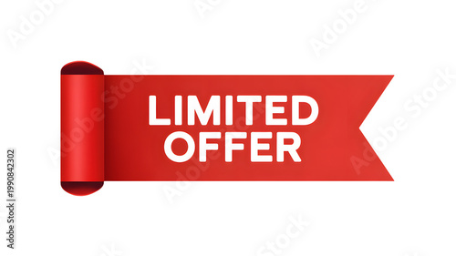 A striking red banner with a curved scroll features the message Limited Offer on a plain black background