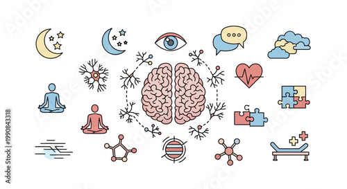 Mental health and wellness concept illustration.