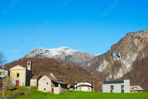 Tableau sur toile The mountain village of Grasso, in the municipality of Taleggio