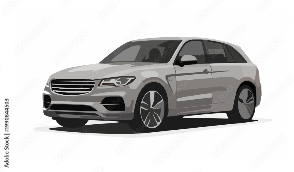 Obraz premium Modern SUV side view matte wrap detailing concept automotive vector illustration isolated on white