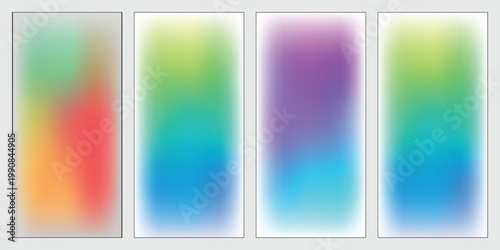 Four abstract blurred gradient backgrounds with vibrant color transitions vector illustration