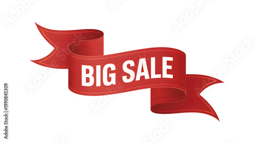 A red ribbon banner displays the words Big Sale against a black background