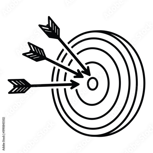Archery Target with Three Arrows.