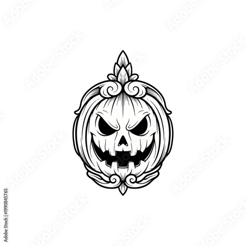 Halloween pumpkin skull face design.