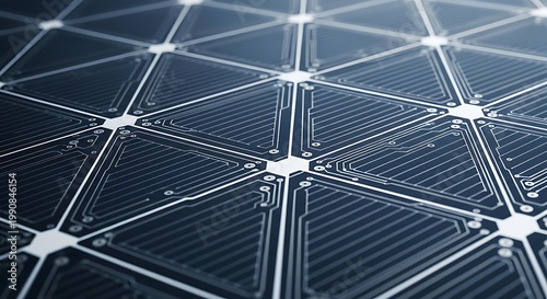 Abstract digital network of interconnected triangles and nodes, representing technology and data flow.