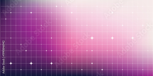 Vibrant purple and pink gradient background.