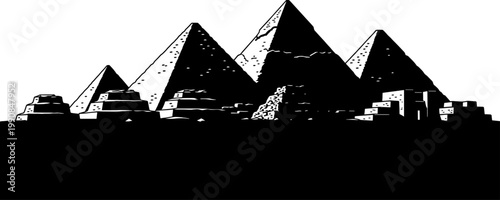 Great pyramids of giza silhouette featuring ancient egyptian architecture