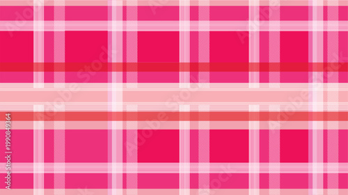 Vibrant vector illustration of a seamless pink plaid pattern design featuring intersecting lines and squares in varying shades for graphic backgrounds